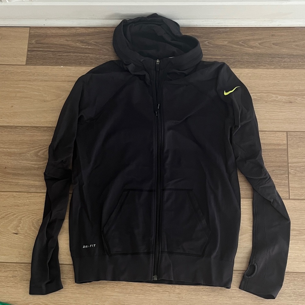 Nike Women's Performance Jacket with Yellow Swoosh - Small